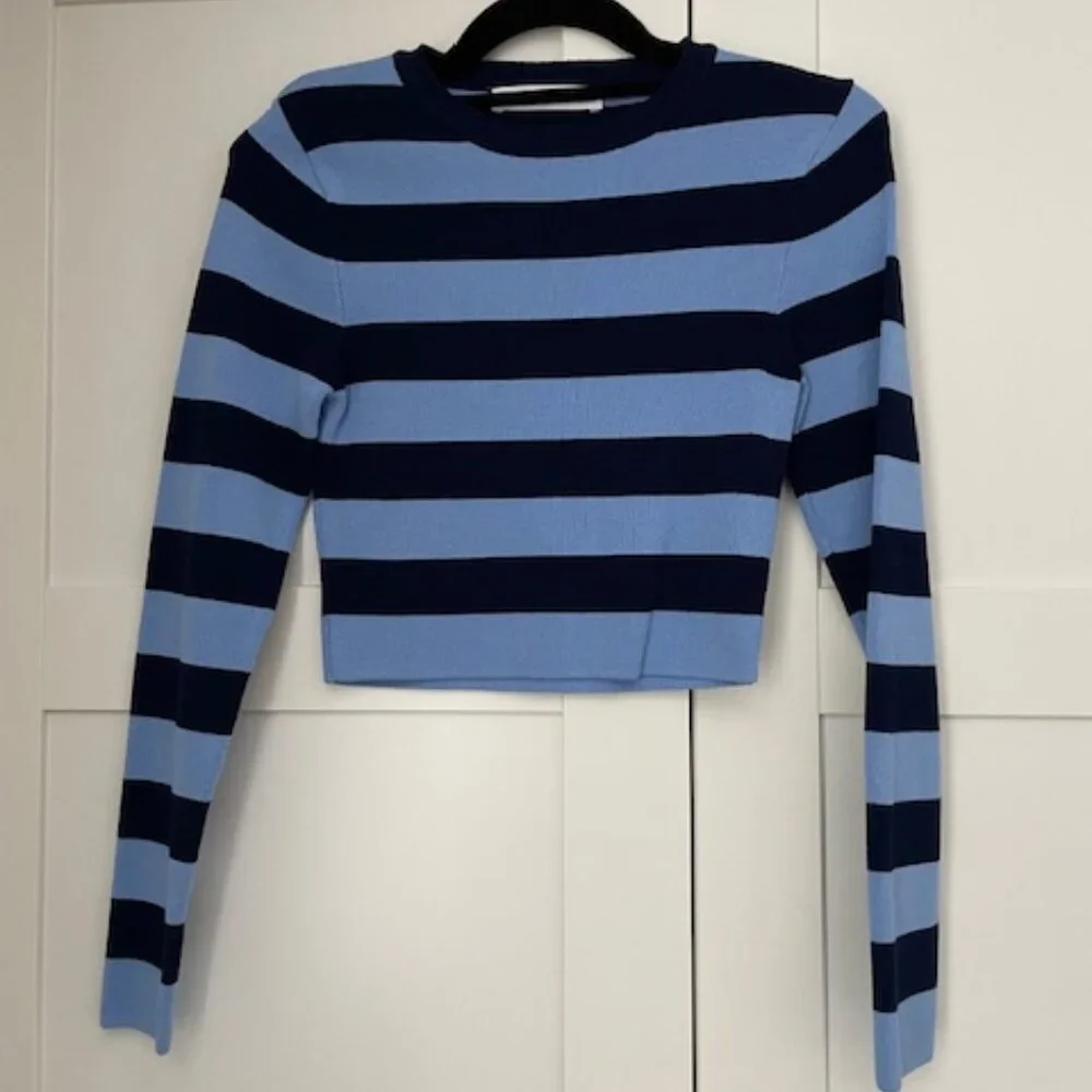 Zara blue striped cropped sweater - Picture 5 of 5